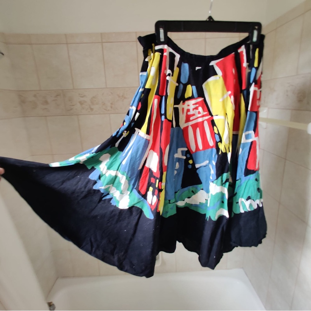 Cute color mid length skirt